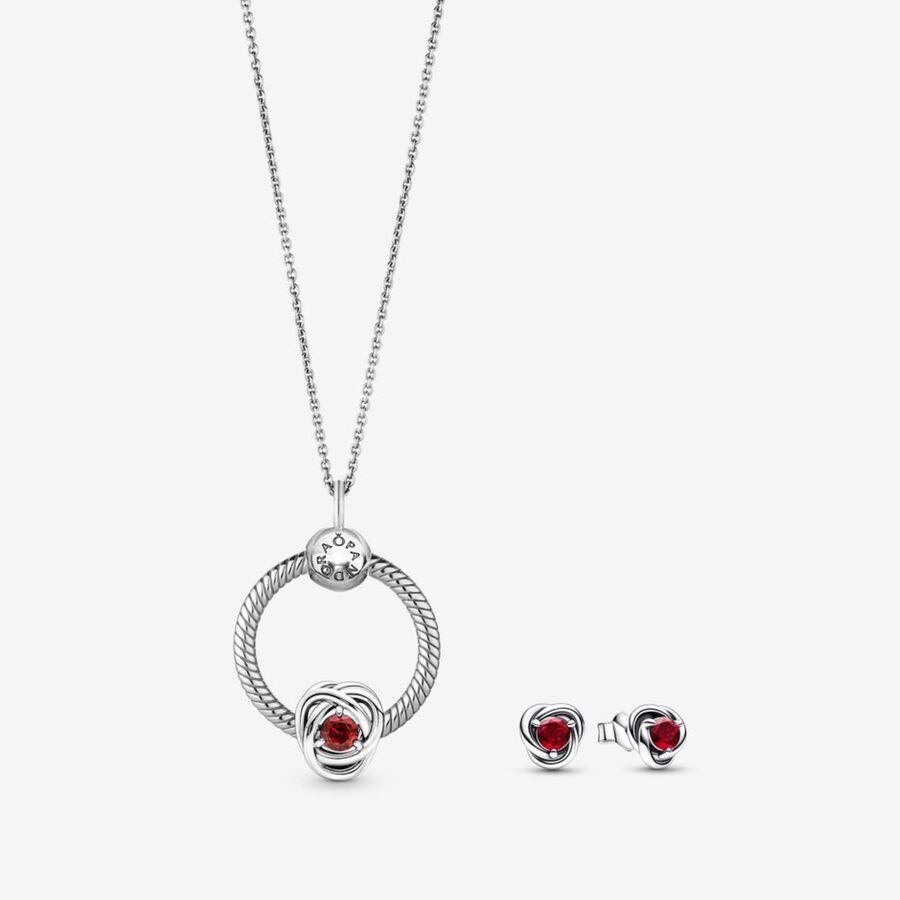 July Birthstone Eternity Circle O Pendant and Earrings Set image number 0
